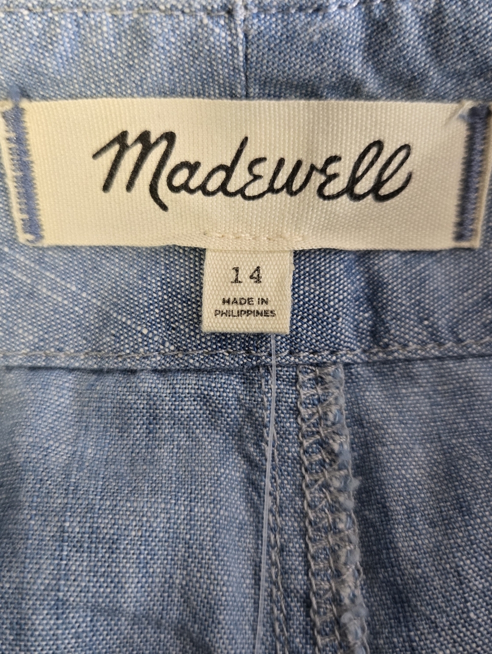 Madewell Chambray Midi Skirt sz 14 Blue Weatherly Wash Button Front Pockets NEW - Picture 3 of 16
